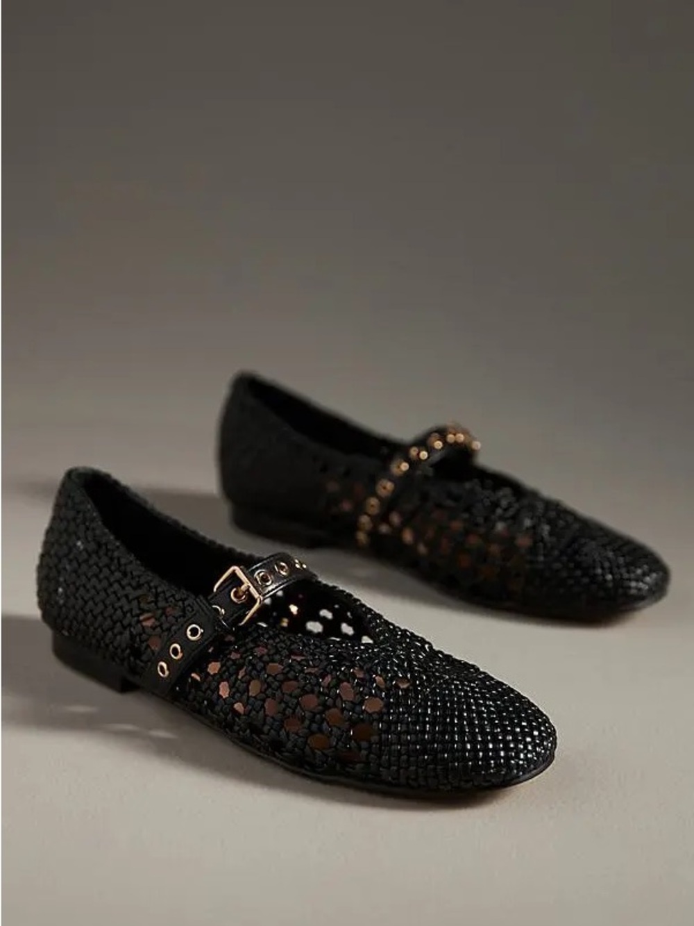 Bibi Lou Woven Moto Ballet Flat Size 40 Mary Jane Eyelet Strap Leather Boho Chic - Picture 2 of 10